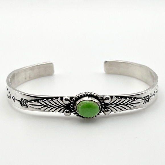 Albert Jake Native American Jewelry – Natural Sonoran Turquoise Cuff Bracelet
